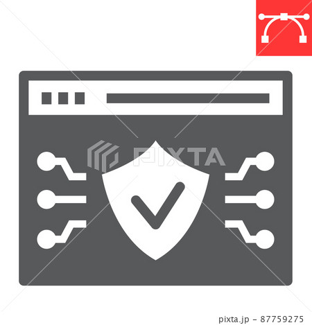 Web browser protection glyph icon, security and shield, web antivirus sign vector graphics, editable stroke solid icon, eps 10. 87759275