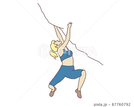 Abseiling Rock climbers climbing up the hill with harnesses 87760792