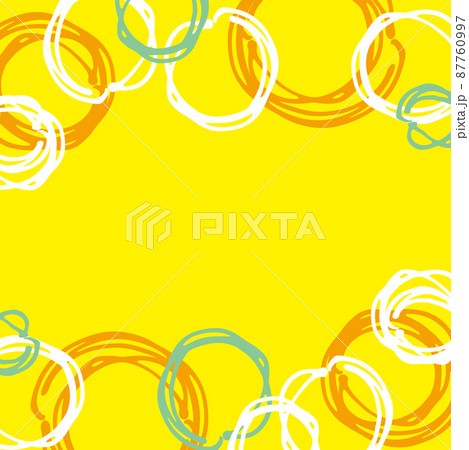 手書き風の水玉　正方形フレーム（イエロー・オレンジ・グリーン） 87760997