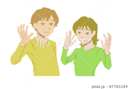 さよならの挨拶をする男女のイラスト素材