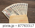 封筒に入った10万円の紙幣 87763317