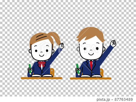 Students doing guts poses with a smile while studying 87763489