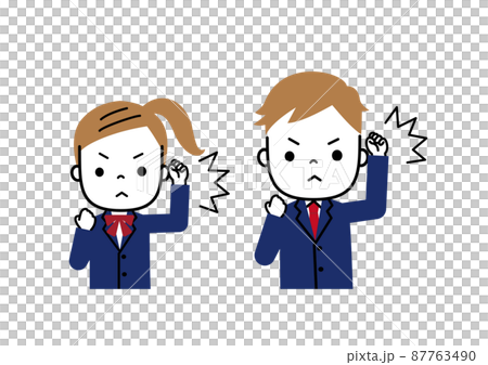 Student men and women who are enthusiastic with a serious expression Upper body 87763490