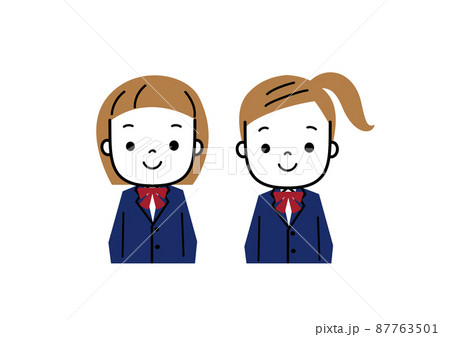 制服を着た二人の女子生徒の上半身　中学生　高校生 87763501