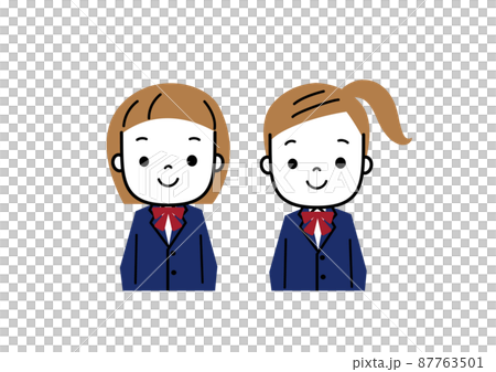 制服を着た二人の女子生徒の上半身　中学生　高校生 87763501