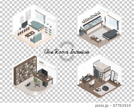 Studio interior illustration set 87763910