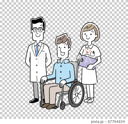 Vector Illustration Material: Doctor, Nurse and Patient Male, Discharge Vector Illustration Material: Doctor, Nurse and Patient Male, Discharge 87764834