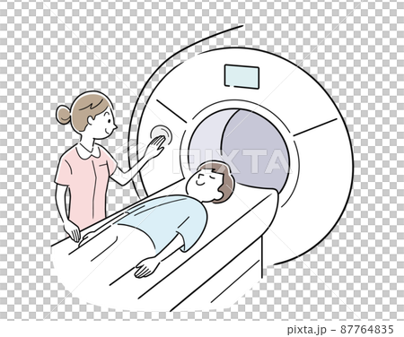 ベクターイラスト素材：MRI検査を受ける男性 87764835