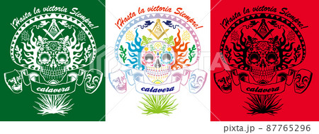 メキシコ死者の日を彩るカラベラデザインのベクター素材　 87765296