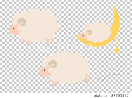 シンプルかわいいひつじのイラストセット 87765322