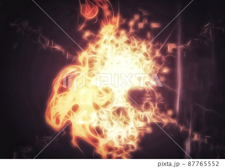 燃える髑髏のイラストのイラスト素材
