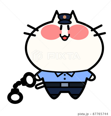 手錠を持つ警官にゃんこのイラスト素材 手錠を持つ警官にゃんこのイラスト素材 87765744