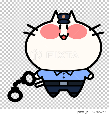 手錠を持つ警官にゃんこのイラスト素材 手錠を持つ警官にゃんこのイラスト素材 87765744
