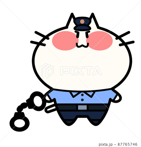 手錠を持つ警官にゃんこのイラスト素材 手錠を持つ警官にゃんこのイラスト素材 87765746