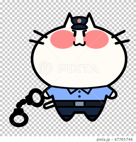 手錠を持つ警官にゃんこのイラスト素材 手錠を持つ警官にゃんこのイラスト素材 87765746