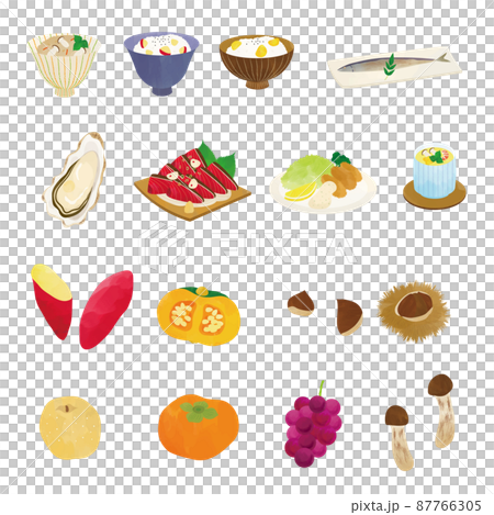 秋の味覚のイラストセット 87766305