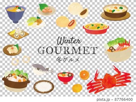 Winter taste watercolor style touch illustration set Winter taste watercolor style touch illustration set 87766400