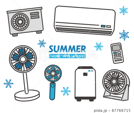 シンプルで使いやすい夏の家電のベクターイラスト素材/エアコン/夏/扇風機 シンプルで使いやすい夏の家電のベクターイラスト素材/エアコン/夏/扇風機 87766715