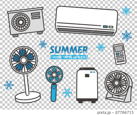 夏季家電/空調/夏季/風扇的簡單易用的矢量插圖素材 87766715