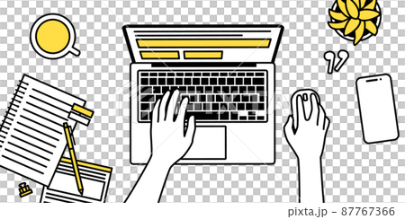 Vector illustration background of the business workspace of the person who operates the personal computer Vector illustration background of the business workspace of the person who operates the personal computer 87767366