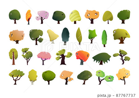 Vector collection of trees in a modern style. Cartoon drawing. Vector collection of trees in a modern style. Cartoon drawing. 87767737