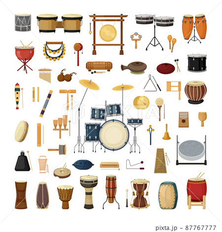 Collection of percussion and noise musical instruments. Collection of percussion and noise musical instruments. 87767777