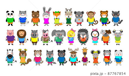 Collection of cartoon animal characters. Children's illustrations. Collection of cartoon animal characters. Children's illustrations. 87767854