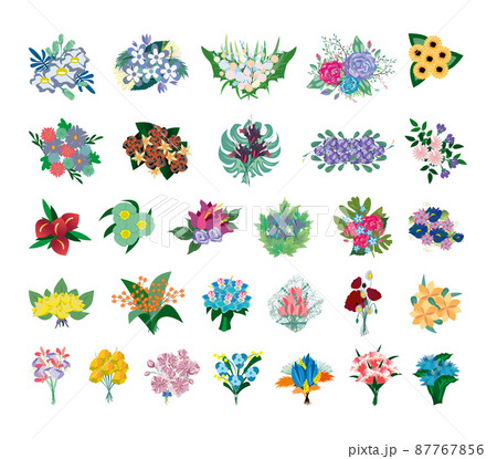 Collection of colorful flower bouquets. Collection of colorful flower bouquets. 87767856