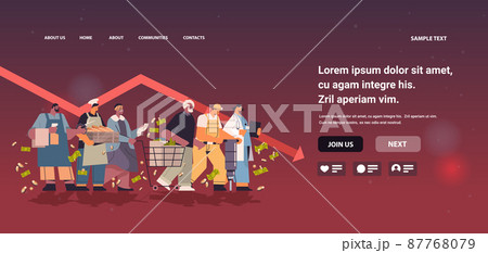 collapse of economy concept mix race people of different occupations standing together world financial crisis bankruptcy 87768079