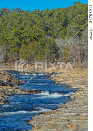 Mountain Fork River winding through Beavers Bend State Park in Broken Bow, Oklahoma  87768915