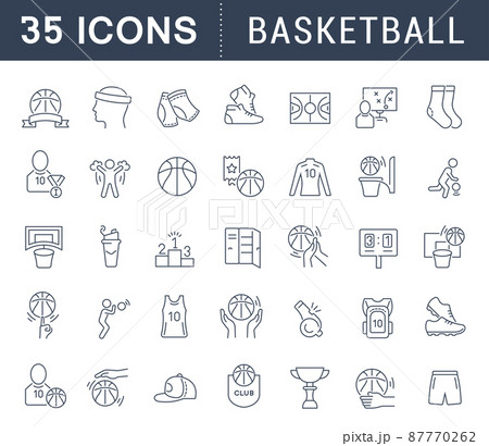 Set of vector line icons of basketball for modern concepts, web and apps. 87770262