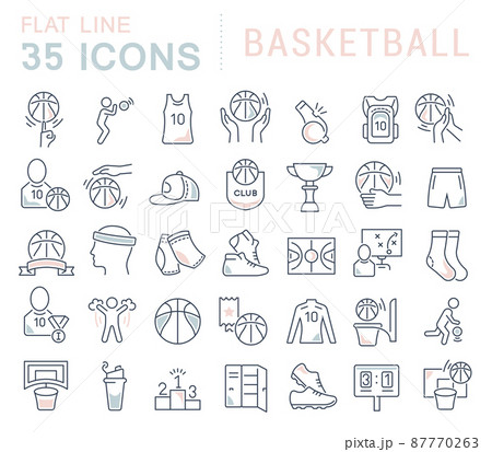 Set of vector line icons of basketball for modern concepts, web and apps. 87770263