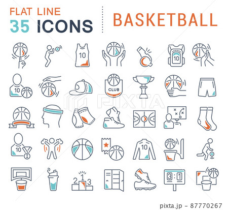 Set of vector line icons of basketball for modern concepts, web and apps. 87770267