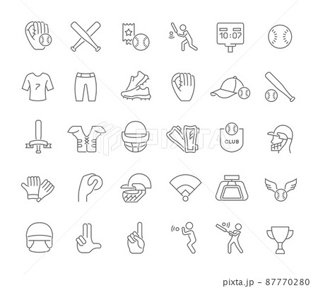 Set of vector line icons of baseball for modern concepts, web and apps. 87770280