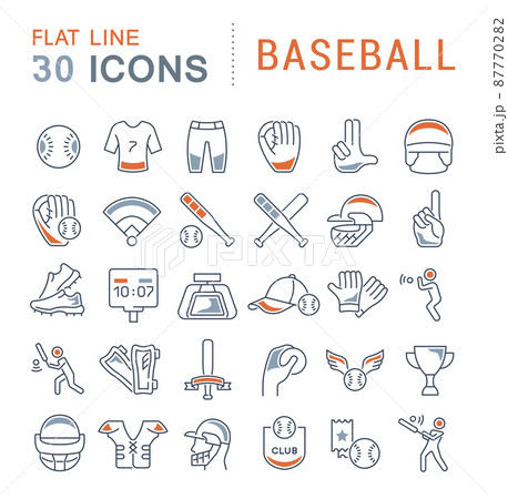 Set of vector line icons of baseball for modern concepts, web and apps. 87770282