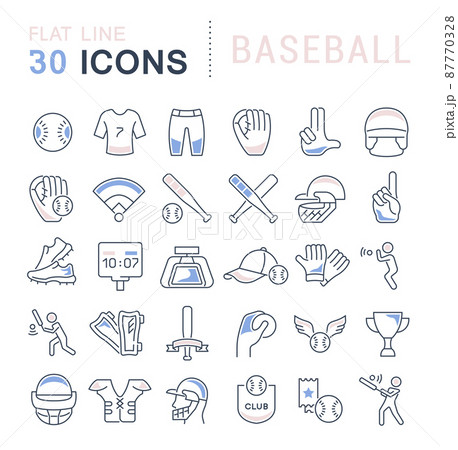 Set of vector line icons of baseball for modern concepts, web and apps. 87770328
