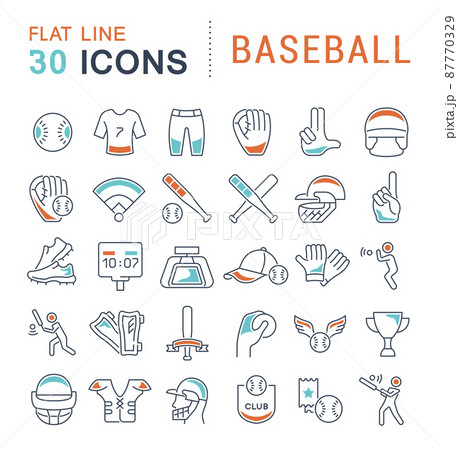 Set of vector line icons of baseball for modern concepts, web and apps. 87770329
