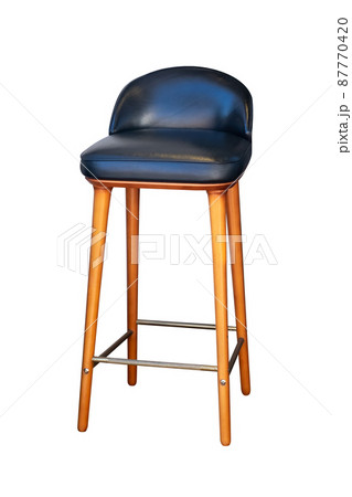 Single Tall Wooden Leg Stool Isolated on White Background Single Tall Wooden Leg Stool Isolated on White Background 87770420