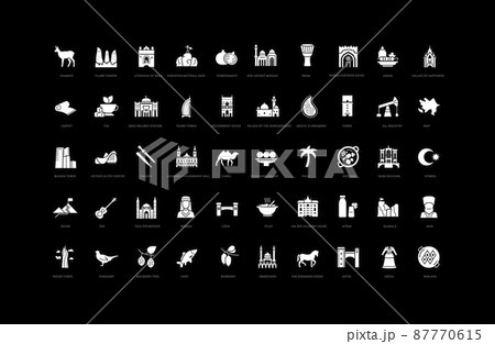 Azerbaijan. Collection of perfectly simple monochrome icons for web design, app, and the most modern projects. Universal pack of classical signs for category Countries and Cities. 87770615