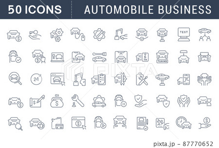 Set of vector line icons of automobile business for modern concepts, web and apps. 87770652