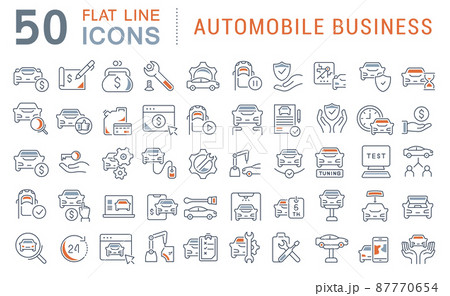 Set of vector line icons of automobile business for modern concepts, web and apps. 87770654