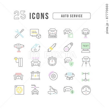 Auto Service. Collection of perfectly thin icons for web design, app, and the most modern projects. The kit of signs for category Transport. Auto Service. Collection of perfectly thin icons for web design, app, and the most modern projects. The kit of signs for category Transport. 87770660