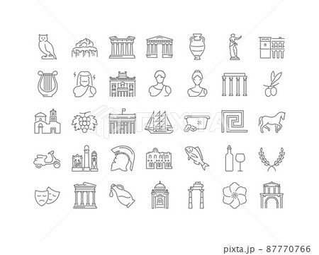 Athens. Collection of perfectly thin icons for web design, app, and the most modern projects. The kit of signs for category Countries and Cities. 87770766