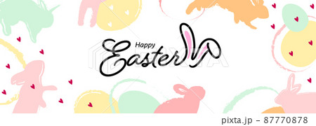 Happy easter banner design with easter egg and bunny in pastel colors. 87770878