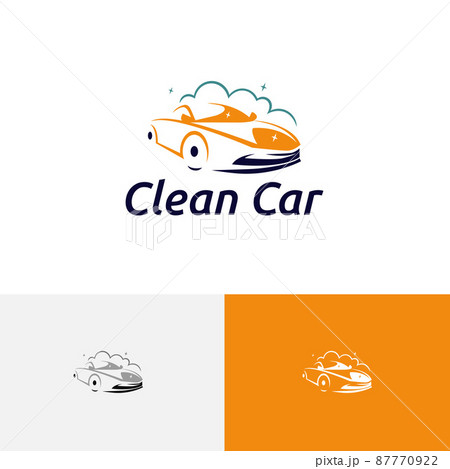 Clean Car Wash Silhouette Carwash Soap Foam Auto Service Abstract Logo 87770922