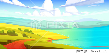 Rustic autumn meadow landscape, rural field, pond Rustic autumn meadow landscape, rural field, pond 87771027