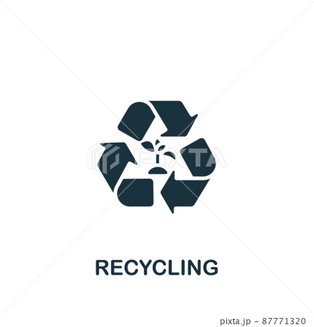 Recycling icon. Monochrome simple icon for templates, web design and infographics Recycling icon. Monochrome simple icon for templates, web design and infographics 87771320
