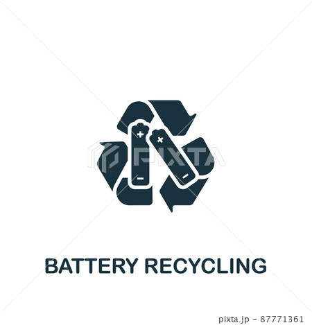 Battery Recycling icon. Monochrome simple icon for templates, web design and infographics Battery Recycling icon. Monochrome simple icon for templates, web design and infographics 87771361