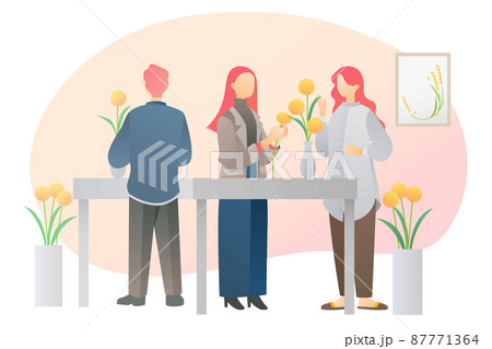 生け花を先生に習う人々 生け花を先生に習う人々 87771364