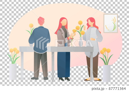 生け花を先生に習う人々 生け花を先生に習う人々 87771364